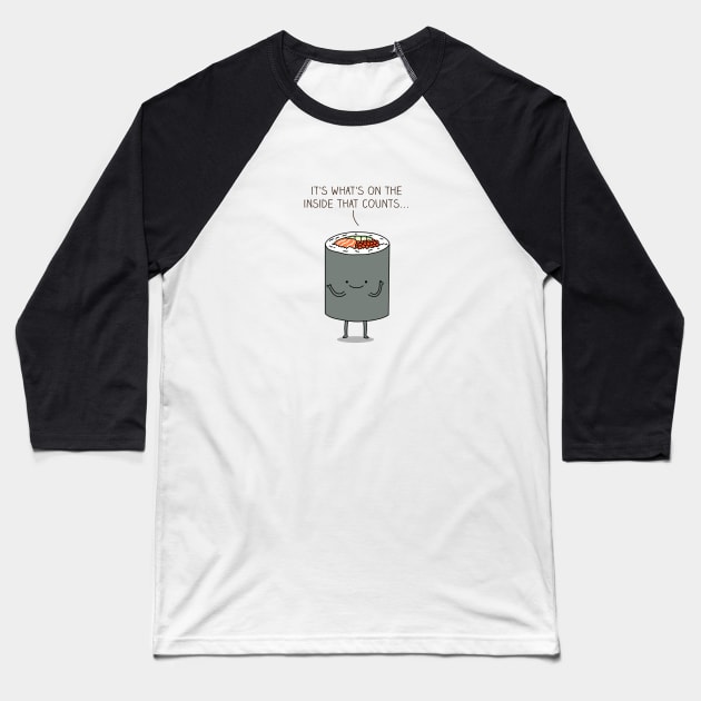 Sushi roll Baseball T-Shirt by milkyprint